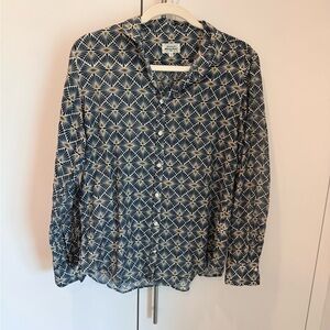 Hartford / Navy and Gold Geometric Fan Print Top / Women’s US size 8